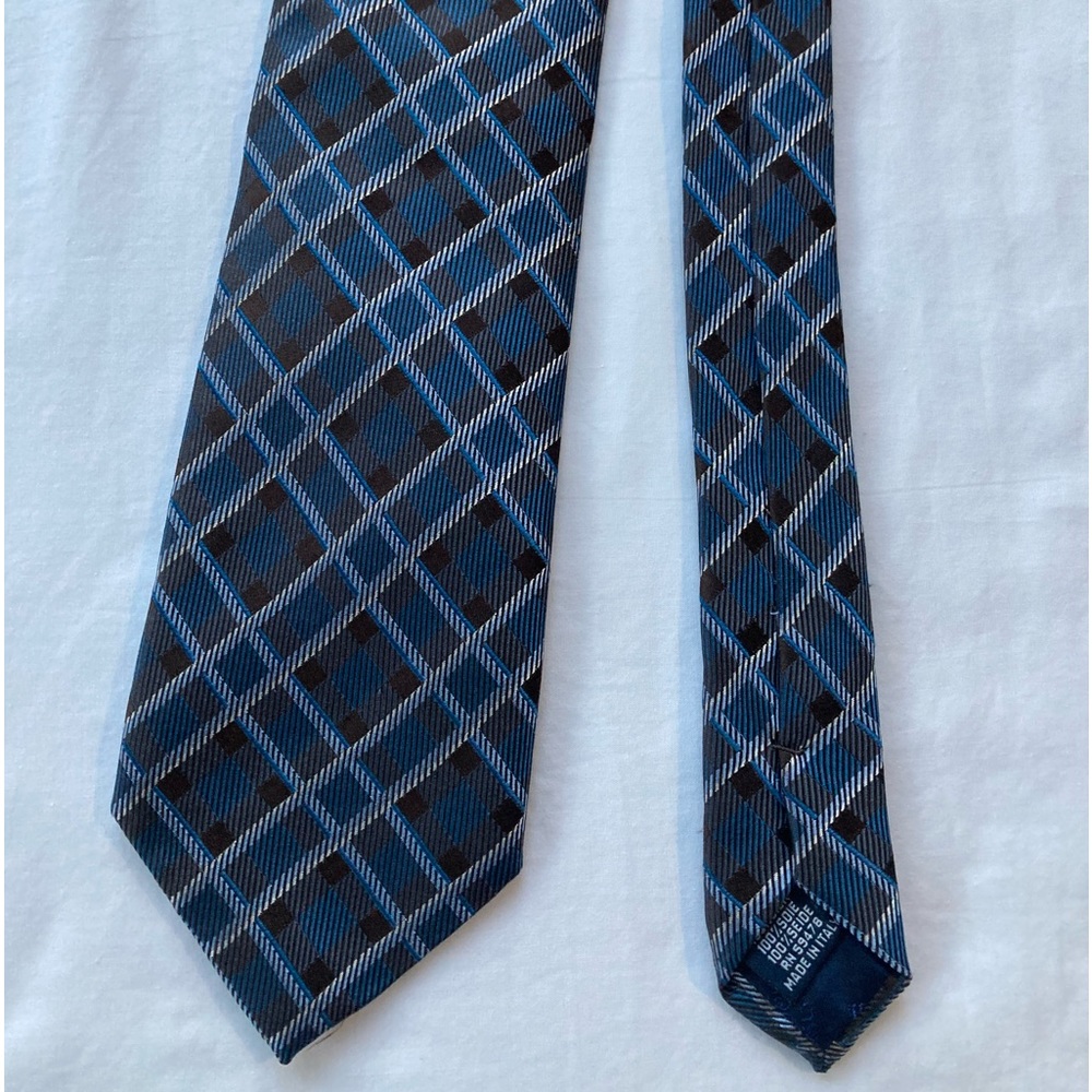 Federico Bertarelli Men's 100% Silk Tie Geometric Blue/Brown. Made in Italy